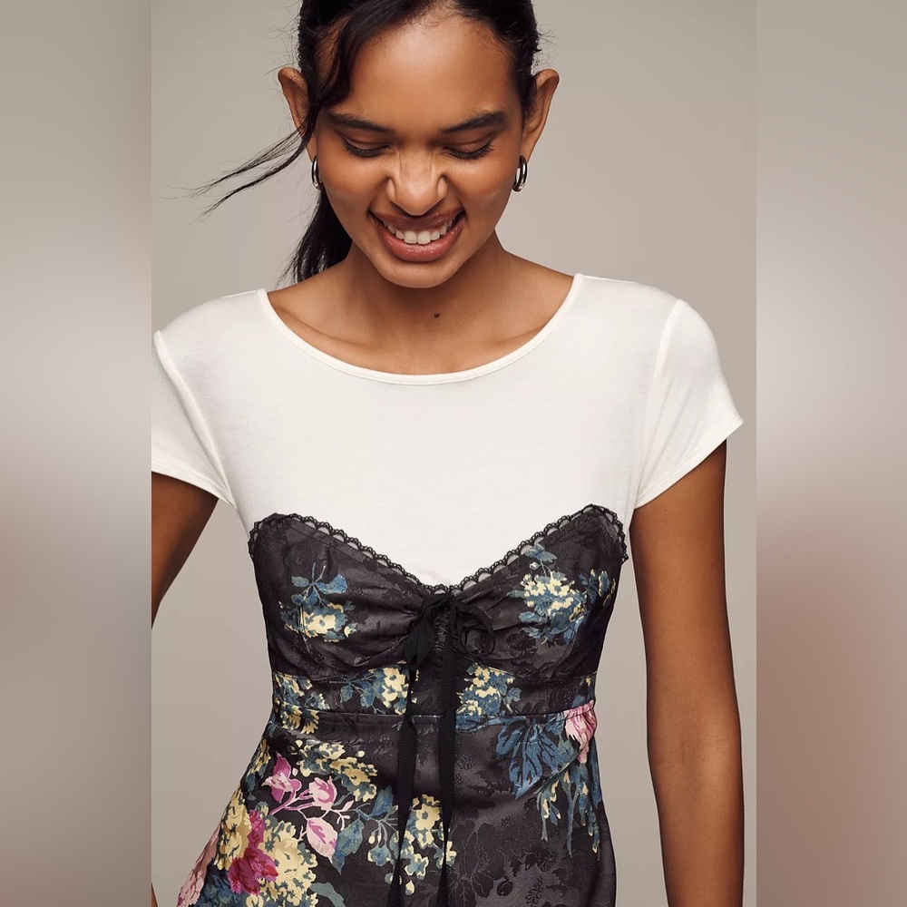 NWT By Anthropologie Twofer Midi Slip Dress size Large 90s Vintage Style - Picture 4 of 13